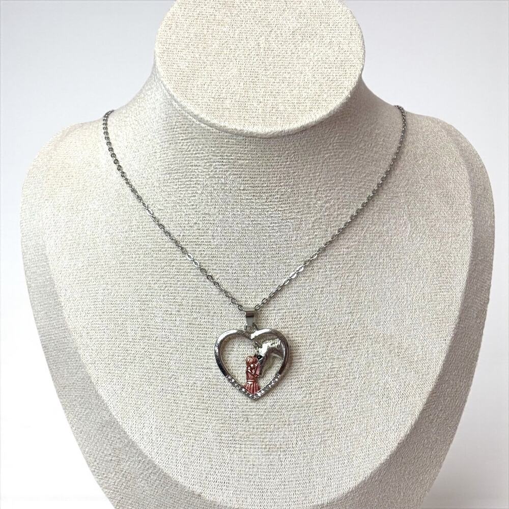 Horse & Girl Heart Pendant Necklace